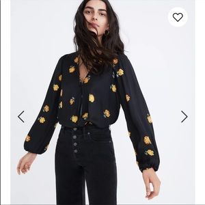 Madewell Bubble Sleeve Wrap Top - Floating Floral